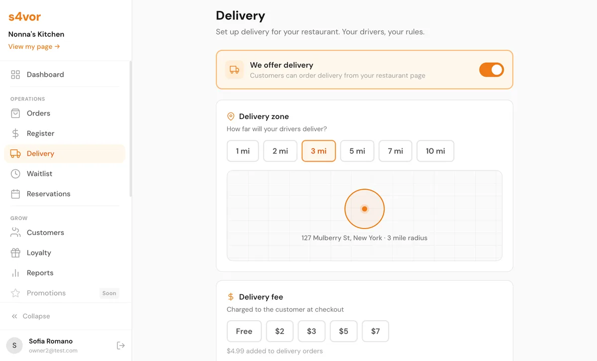 Delivery management dashboard