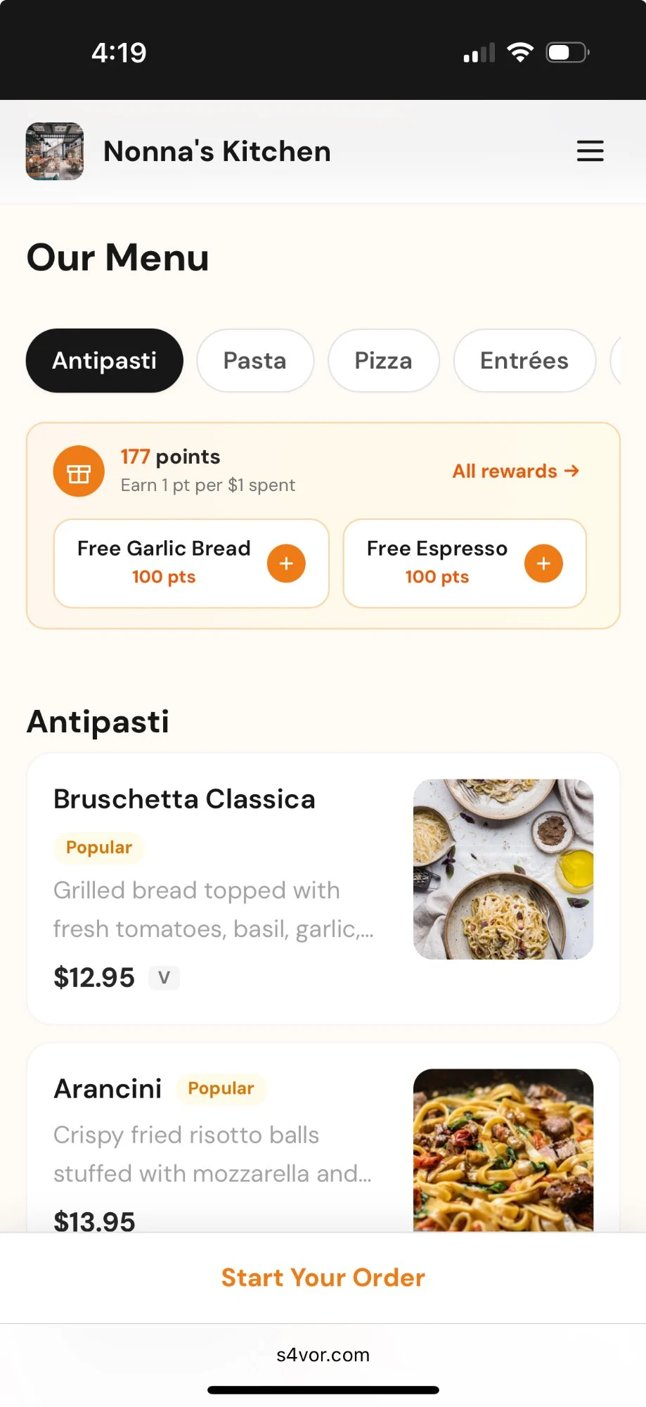 Customer loyalty points view