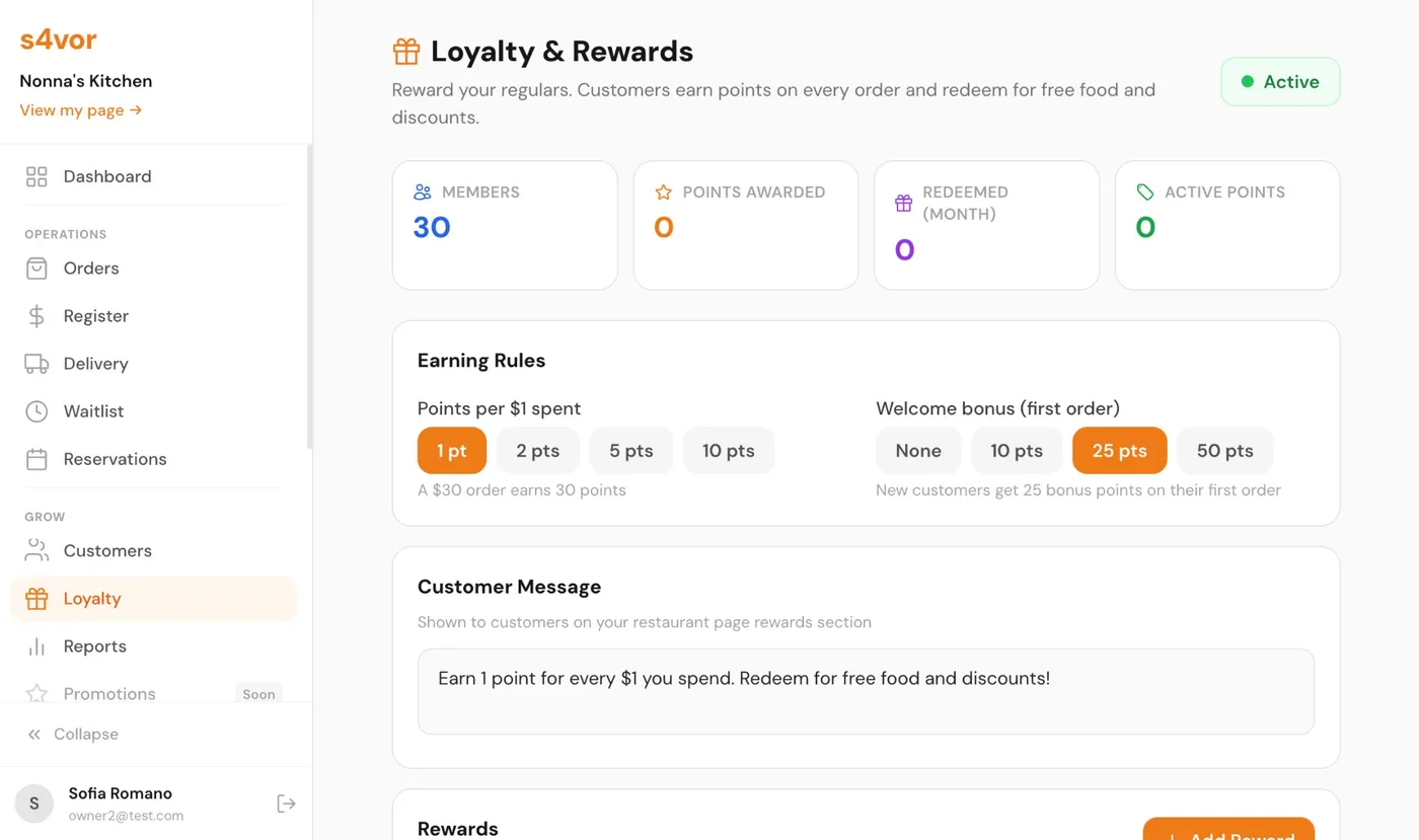 Rewards management dashboard